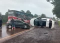 Santo Pipó | Choque y vuelco en la Ruta Nacional 12: al menos cuatro personas resultaron lesionadas y trasladadas al hospital